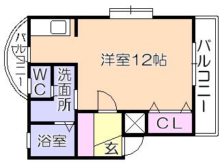 セジュールII(1K/2階)の間取り写真