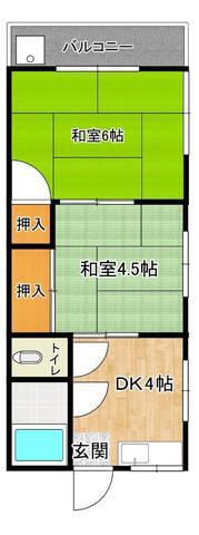 宮地マンション(2DK/3階)の間取り写真