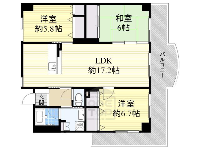 ハレ・ラウレ・ア(3LDK/3階)の間取り写真