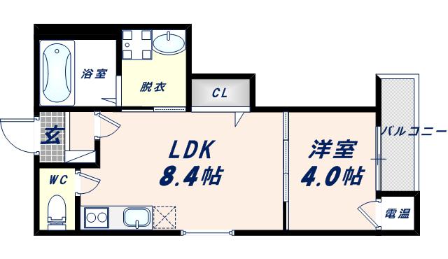 ドアーン長瀬(1LDK/2階)の間取り写真