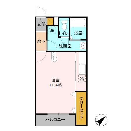 クレール・シャンブル(ワンルーム/3階)の間取り写真