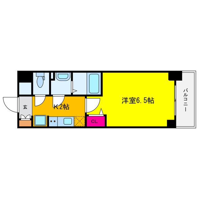プレサンス福島ミッドエル(1K/4階)の間取り写真