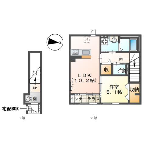 リファインド レジデンス(1LDK/2階)の間取り写真