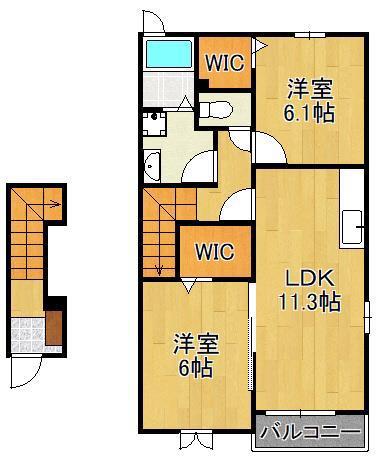 フレシール小倉東Y(2LDK/2階)の間取り写真