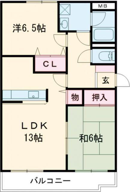グランメール勝田II(2LDK/2階)の間取り写真