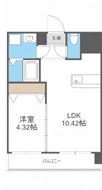第43川崎ビル(1LDK/9階)の間取り写真