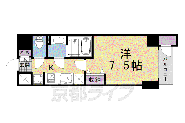 グラマシー京都(1K/4階)の間取り写真