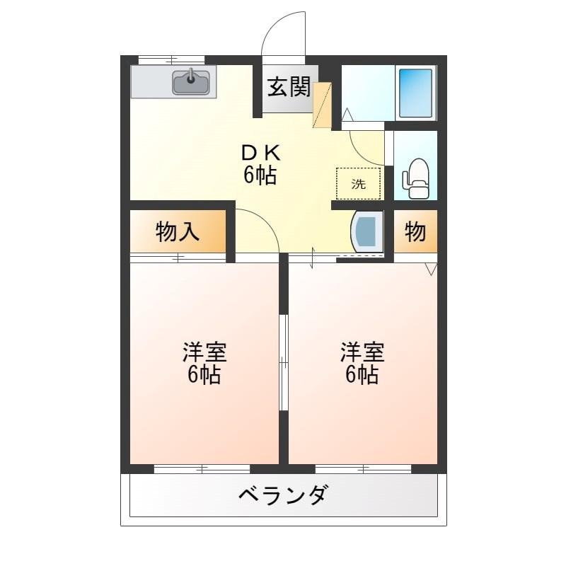とちの木ハウス(2DK/1階)の間取り写真
