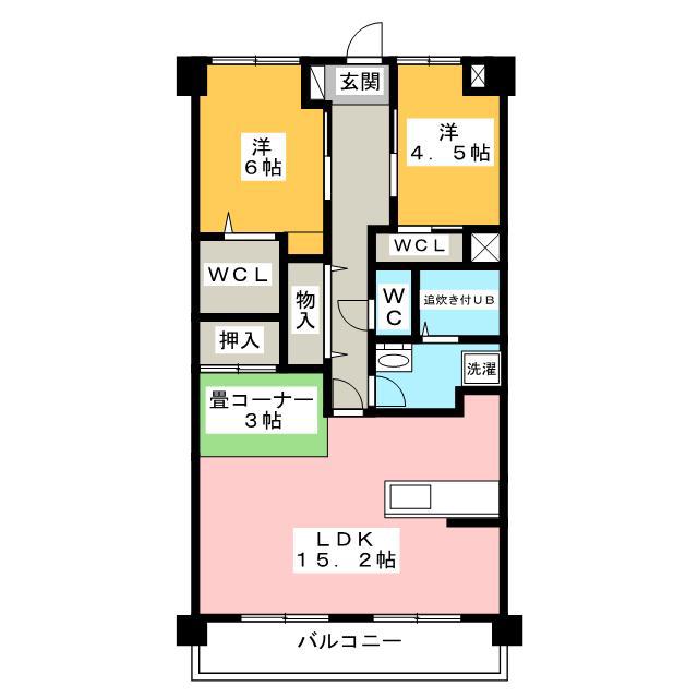 ヴィーブル東若林(2SLDK/3階)の間取り写真