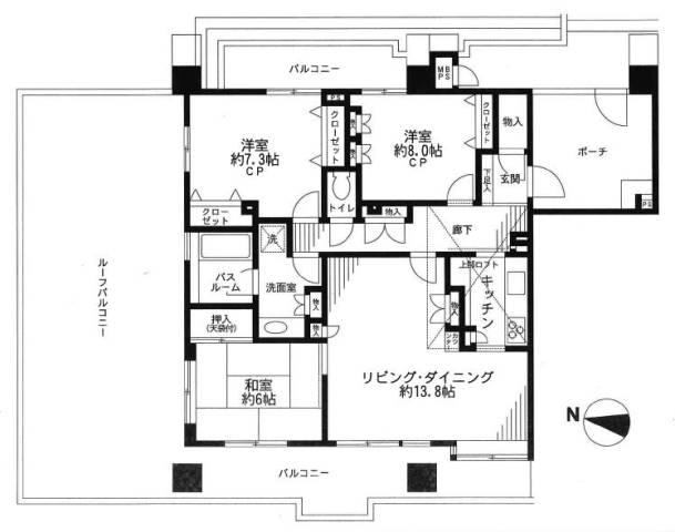 クリオ南与野壱番館(3LDK/6階)の間取り写真