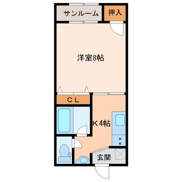 リーブル伏見台(1K/1階)の間取り写真