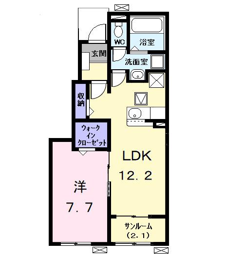 フェイバー ヒロ(1LDK/1階)の間取り写真