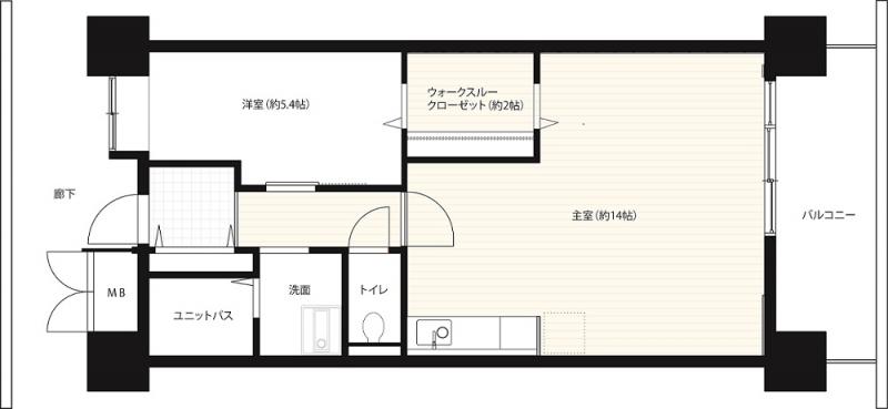 コーシャハイツ港(1LDK/4階)の間取り写真