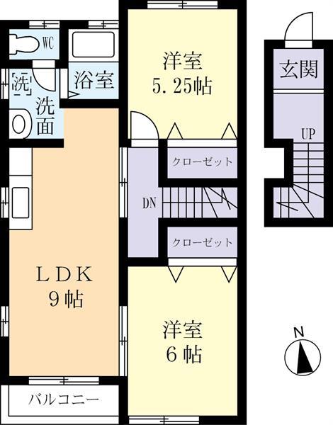 リーフグリーンB(2LDK/2階)の間取り写真