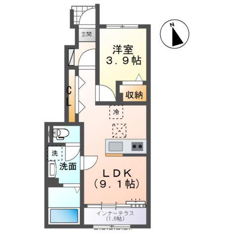 西五城アパート(1LDK/1階)の間取り写真