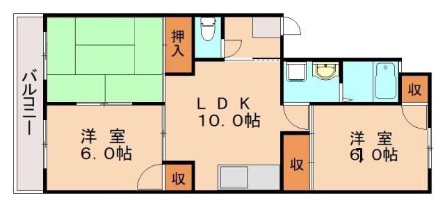 プライマリー春日(3LDK/4階)の間取り写真