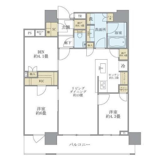 BRILLIA THE TOWER TOKYO YAESU AVENU(2SLDK/9階)の間取り写真