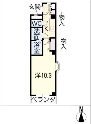 アプリコットガーデン(1K/2階)の間取り写真