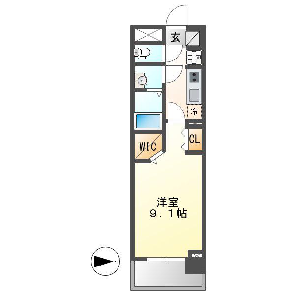 パルティール高畑(1K/3階)の間取り写真