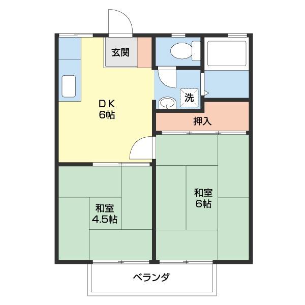 川畑ハイツ(2DK/2階)の間取り写真