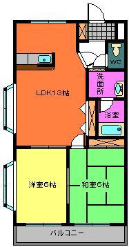 リバーサイド参番館(2LDK/3階)の間取り写真