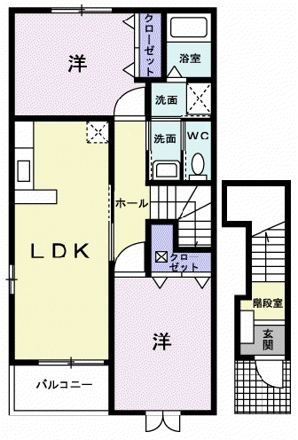 コアみのりB(2LDK/2階)の間取り写真
