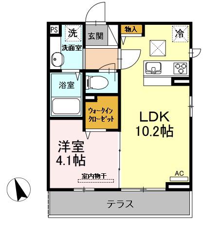 アルトプエンテ(1LDK/1階)の間取り写真