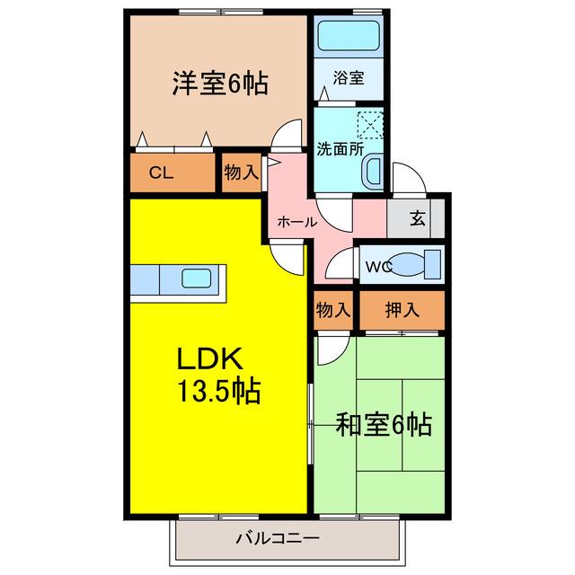 シャルマンコート高木瀬(2LDK/1階)の間取り写真