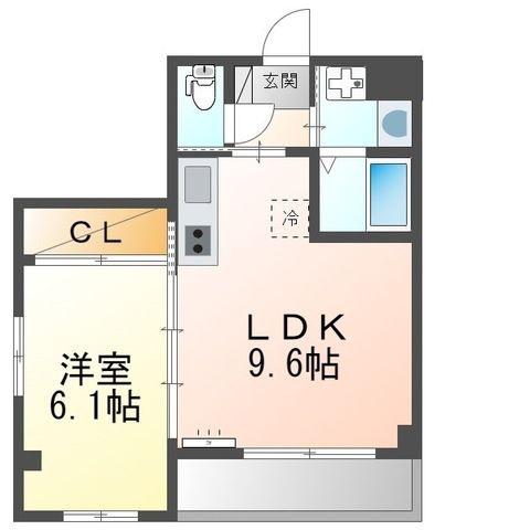 レゼール二子玉川(1LDK/3階)の間取り写真