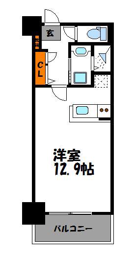 アクタス天神セントラルタワーII(ワンルーム/10階)の間取り写真