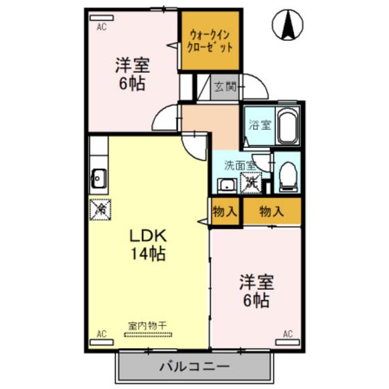 ヴィルヌーブ経堂B棟(2LDK/2階)の間取り写真