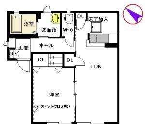 メゾンドE&K(1LDK/2階)の間取り写真