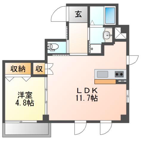 セリシール(1LDK/3階)の間取り写真
