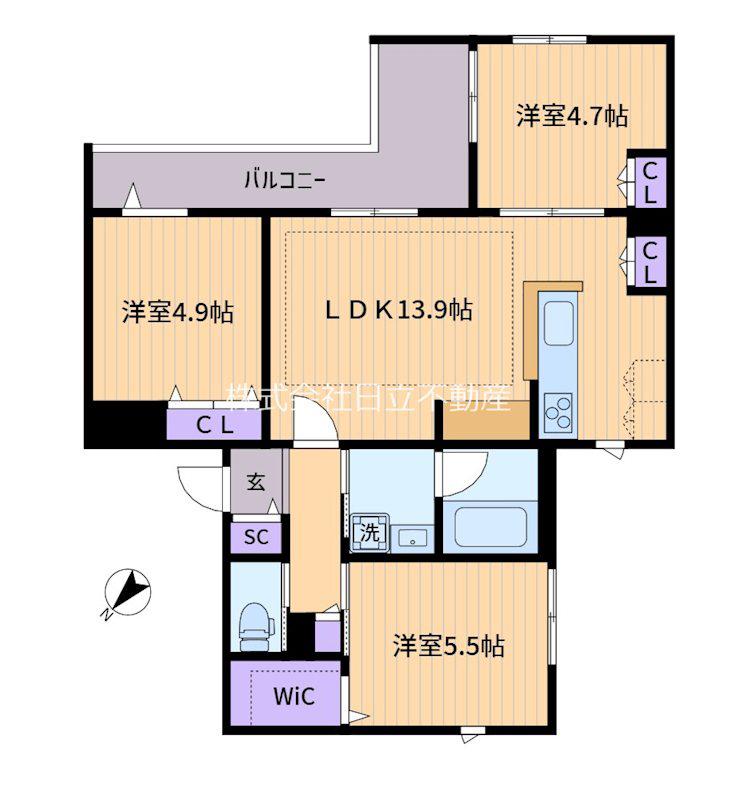 セノーテ南台(3LDK/2階)の間取り写真