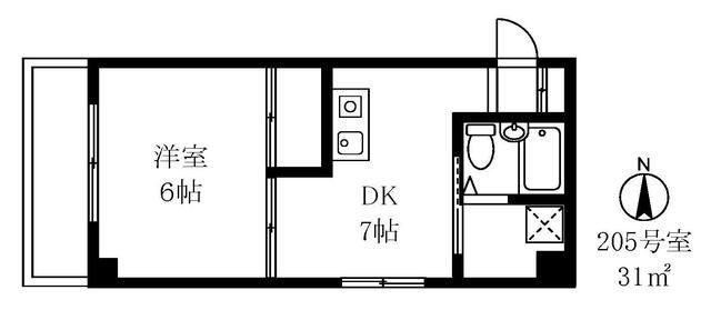 ニッポーホームズ(1DK/2階)の間取り写真