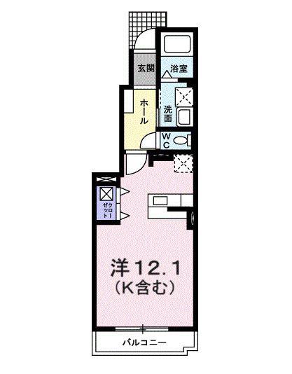 ベル アルカンシエル(ワンルーム/1階)の間取り写真