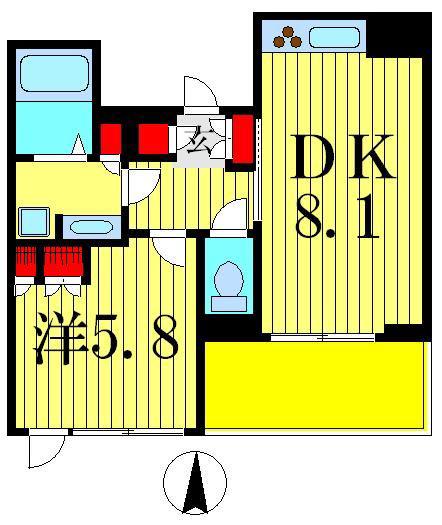 ボワエトワール立石(1DK/5階)の間取り写真