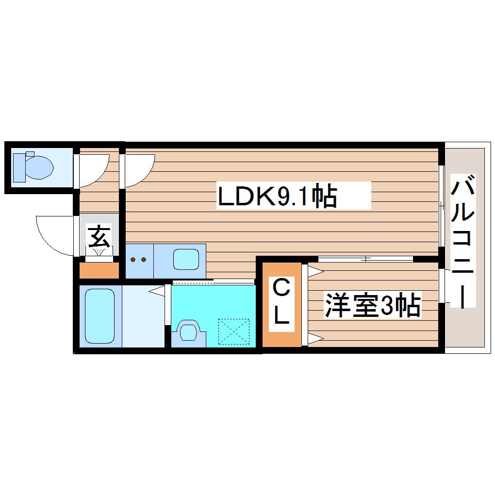 メルヴェイユ大和町(1LDK/2階)の間取り写真