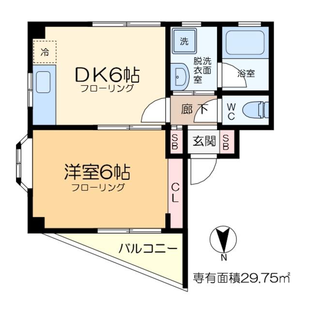 メゾン ド ルーヴル(1DK/2階)の間取り写真
