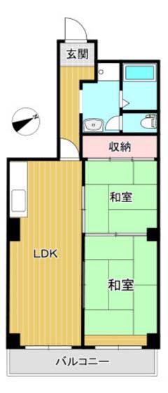 栗林ビル(2LDK/4階)の間取り写真