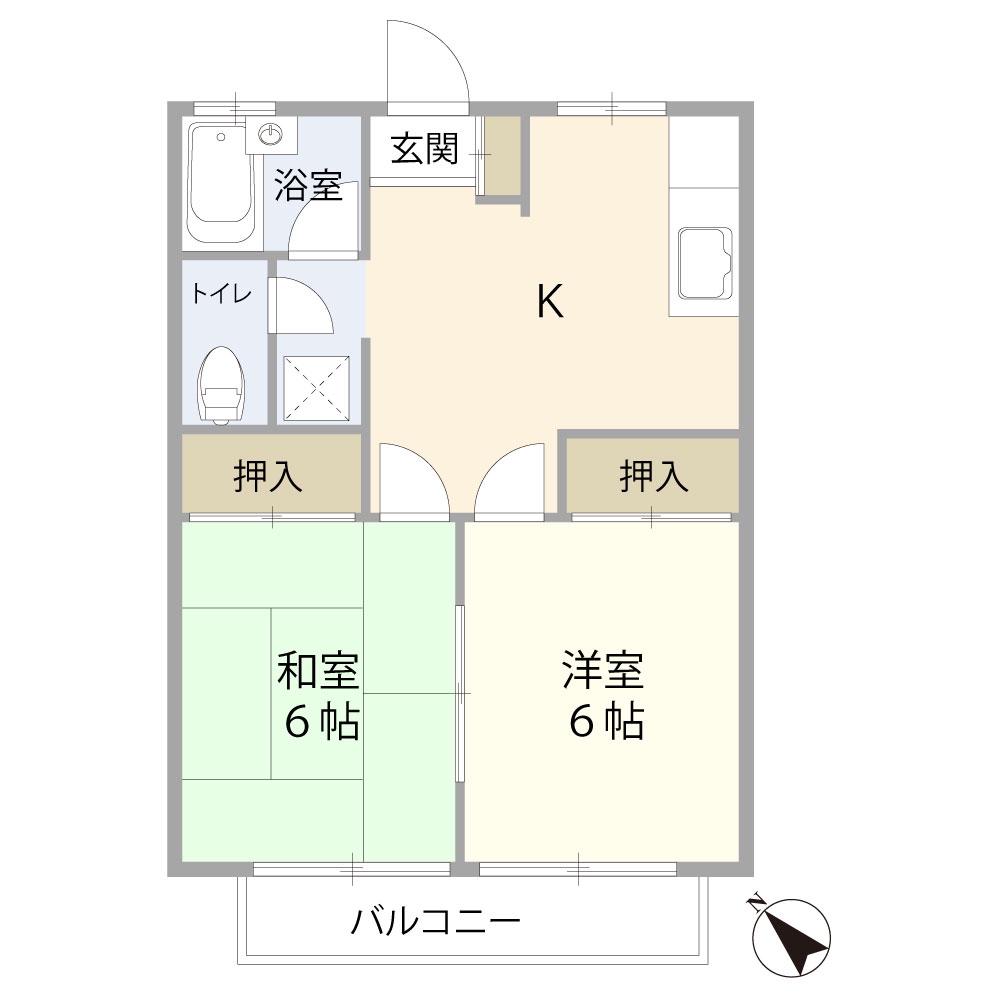 コーポ菊I(2DK/1階)の間取り写真