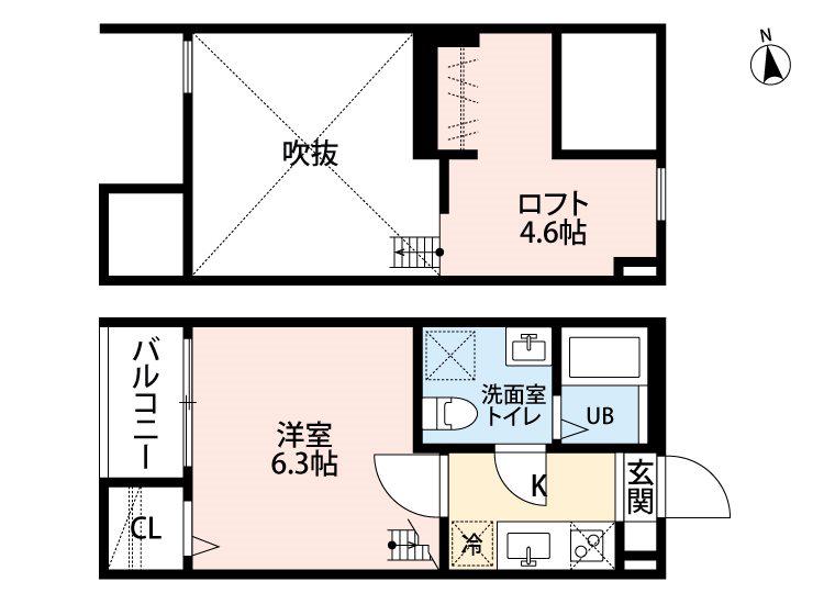 ヴィルシーナ(1K/1階)の間取り写真