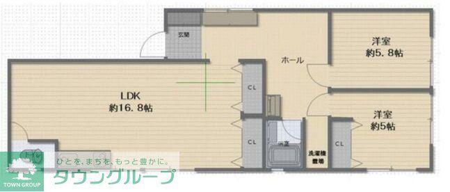 アスカビル(2LDK/2階)の間取り写真