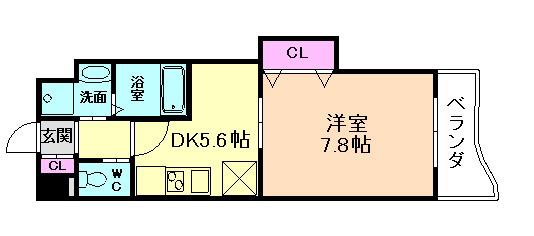 サンヴェール三国(1DK/4階)の間取り写真
