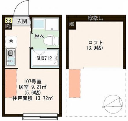 ハーモニーテラス上石神井南町(ワンルーム/1階)の間取り写真
