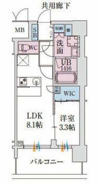 スプランディッド堺東DUE(1LDK/15階)の間取り写真