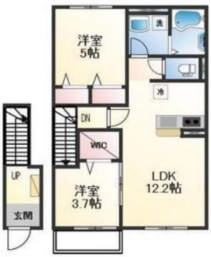 白鳥台3丁目アパート(2LDK/2階)の間取り写真