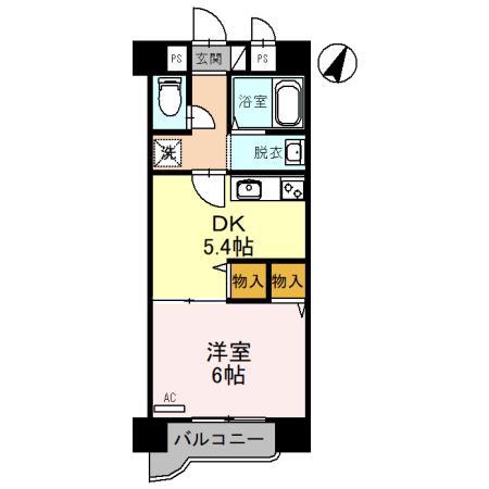 ウエストVILLA 21(1DK/5階)の間取り写真