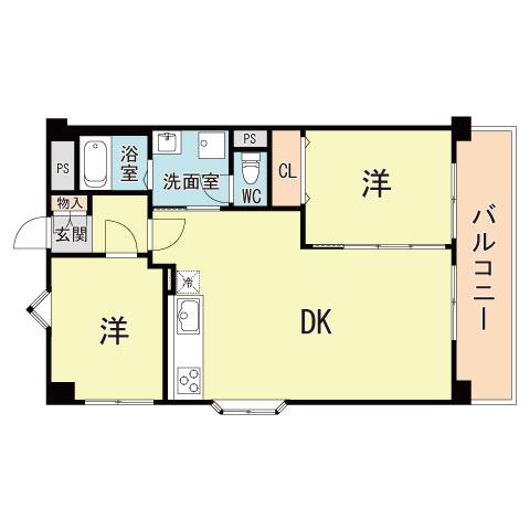TSYハイツ(2LDK/2階)の間取り写真