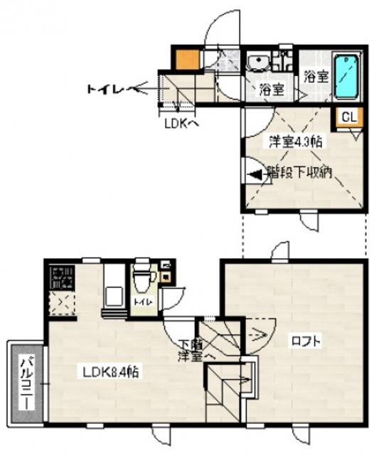 CB高宮パッソ(1LDK/1階)の間取り写真